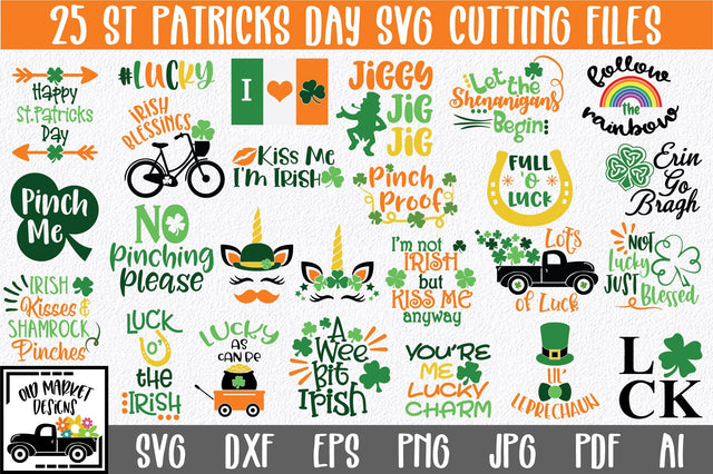 St. Patrick's Day SVG Bundle - Includes 25 Designs SVG Old Market