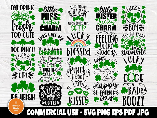 St Patrick's Day SVG Bundle | Irish Svg | Lucky Svg | St paddy day Svg | St Patrick's Designs | Shamrock Svg | Cricut and Silhouette Files SVG TonisArtStudio 