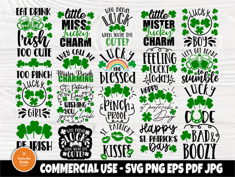 St Patrick's Day SVG Bundle | Irish Svg | Lucky Svg | St paddy day Svg | St Patrick's Designs | Shamrock Svg | Cricut and Silhouette Files SVG TonisArtStudio 