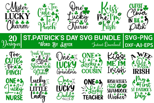 St. Patrick's Day SVG Bundle SVG Cut File SVGs,Quotes and Sayings,Food & Drink,On Sale, Print & Cut SVG DesignPlante 503 