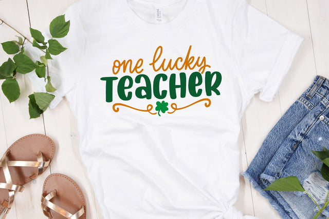 St. Patricks Day SVG Cut File One Lucky Teacher SVG dapiyupi store 