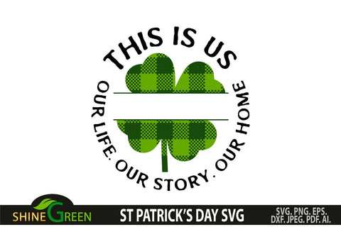 St Patrick's Day SVG Home Round Sign Buffalo Plaid Shamrock SVG Shine Green Art 