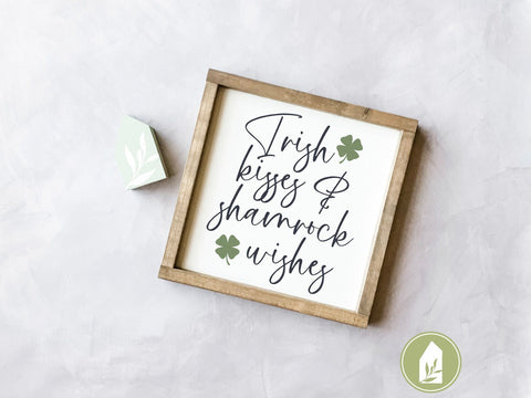 St. Patrick's Day SVG | Irish Kisses & Shamrock Wishes SVG | Farmhouse Sign Design SVG LilleJuniper 