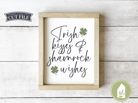 St. Patrick's Day SVG | Irish Kisses & Shamrock Wishes SVG | Farmhouse Sign Design SVG LilleJuniper 