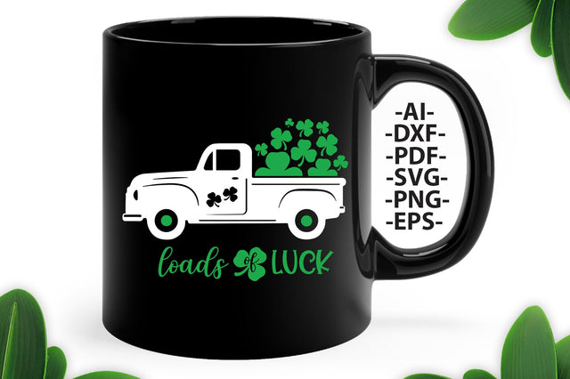 St Patricks Day SVG | Loads of luck Svg | Truck full of love Svg | Clovers Svg | Truck with clovers Svg SVG 1uniqueminute 