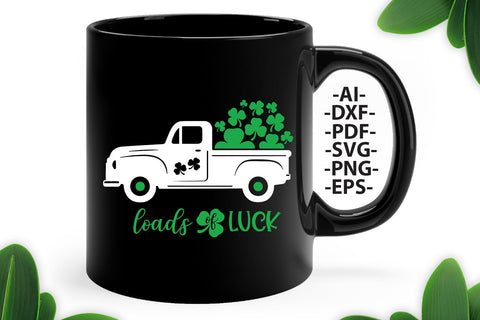 St Patricks Day SVG | Loads of luck Svg | Truck full of love Svg | Clovers Svg | Truck with clovers Svg SVG 1uniqueminute 