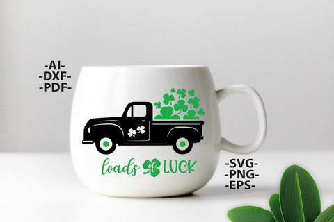 St Patricks Day SVG | Loads of luck Svg | Truck full of love Svg | Clovers Svg | Truck with clovers Svg SVG 1uniqueminute 