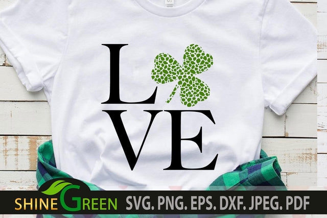 St Patricks Day SVG - Love Cheetah Print Shamrock Leaf SVG Shine Green Art 