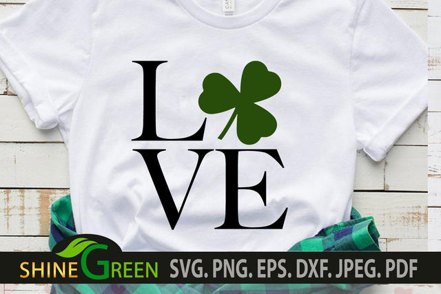 St Patricks Day SVG - Love Shamrock Leaf SVG SVG Shine Green Art 