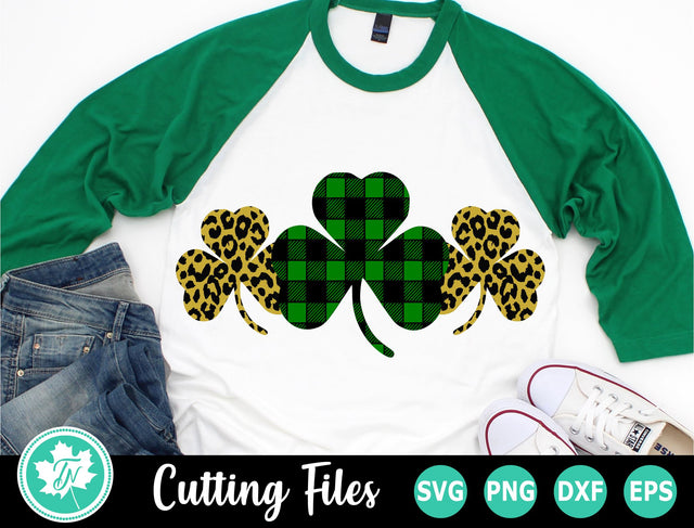 St Patricks Day SVG | Plaid Shamrock SVG | Leopard Shamrocks SVG TrueNorthImagesCA 
