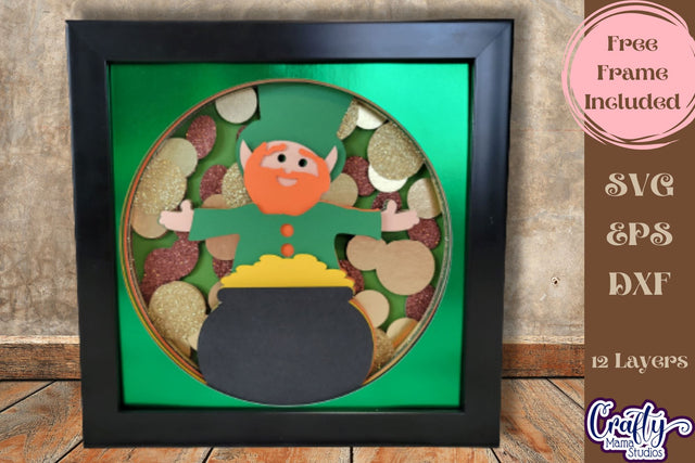 St. Patrick's Day Svg Shadow Box, 3D Layered Leprechaun Gold SVG Crafty Mama Studios 