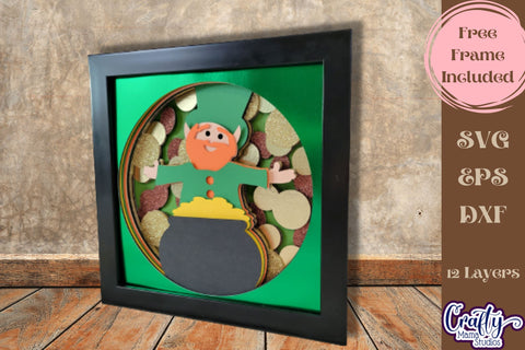 St. Patrick's Day Svg Shadow Box, 3D Layered Leprechaun Gold SVG Crafty Mama Studios 
