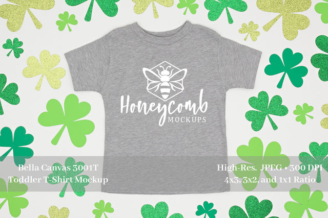 St Patrick's Day Toddler Mockup, Heather Athletic Bella Canvas 3001T Mock Up Photo Honeycomb Mockups 