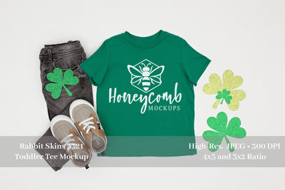 St Patrick's Day Toddler Mockup, Kelly Green Rabbit Skins 3321, Toddler Mockup Mock Up Photo Honeycomb Mockups 