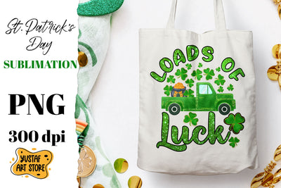 St. Patrick's Day truck & shamrock sublimation design. Loads of luck Sublimation Yustaf Art Store 