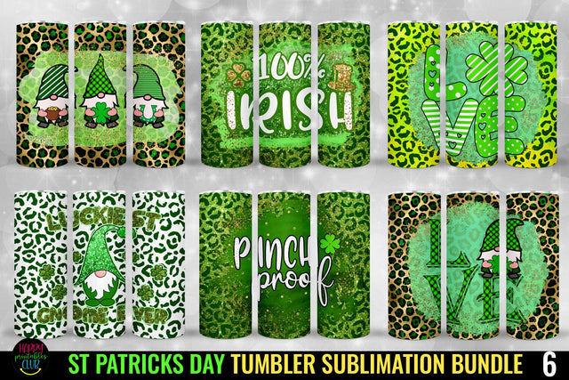 St Patricks Day Tumbler Sublimation Bundle I Tumblers PNG Sublimation Happy Printables Club 