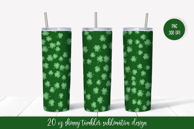 St. Patrick’s Day Tumbler Sublimation Wrap. Green Shamrocks Tumbler SVG LaBelezoka 