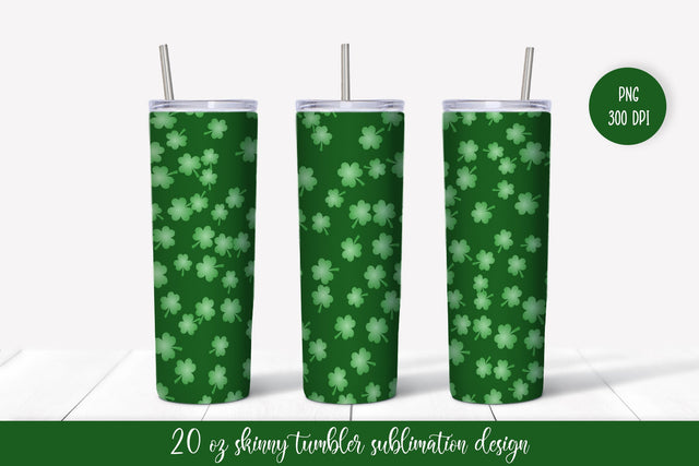 St. Patrick’s Day Tumbler Sublimation Wrap. Green Shamrocks Tumbler SVG LaBelezoka 