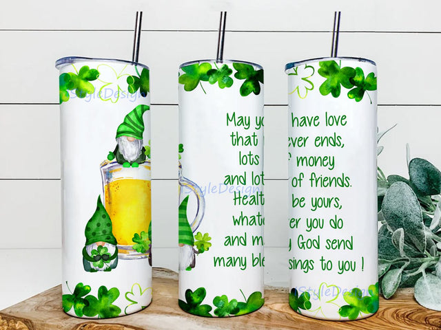 St. Patrick's Day Tumbler Template Design, Sublimation Instant Digital Download, 20 oz Skinny Tumbler Sublimation iStyleDesign 