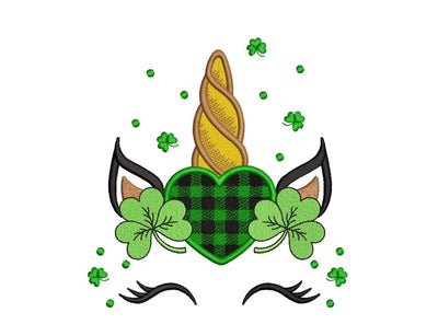 St Patrick's Day Unicorn Embroidery Design, 4 sizes Embroidery/Applique DESIGNS Nino Nadaraia 