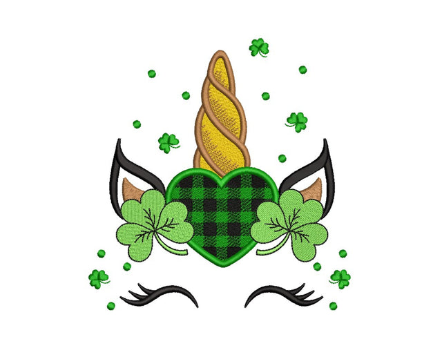 St Patrick's Day Unicorn Embroidery Design, 4 sizes Embroidery/Applique DESIGNS Nino Nadaraia 