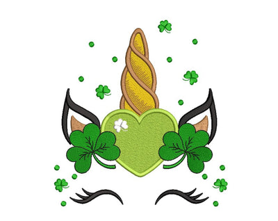 St Patrick's Day Unicorn Embroidery Design, 4 sizes Embroidery/Applique DESIGNS Nino Nadaraia 