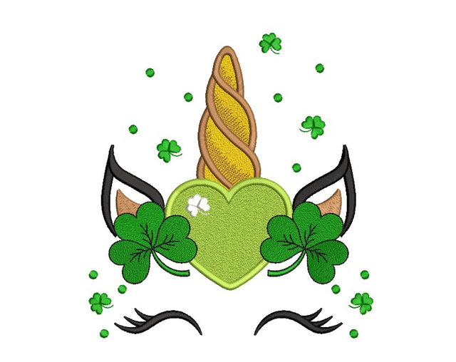 St Patrick's Day Unicorn Embroidery Design, 4 sizes Embroidery/Applique DESIGNS Nino Nadaraia 