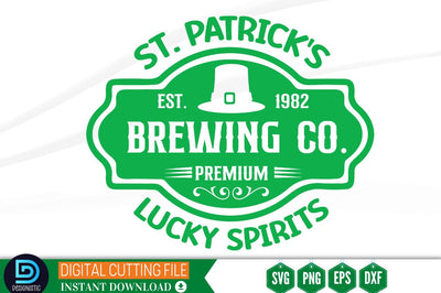 St. patrick's est.1982 brewing co. premium lucky spirits SVG SVG DESIGNISTIC 