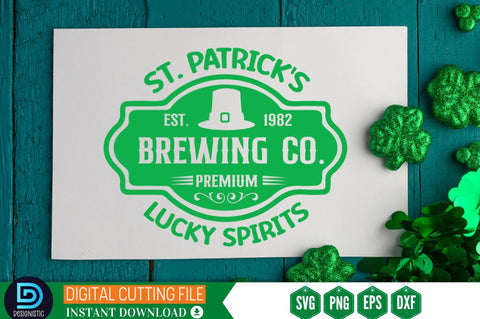 St. patrick's est.1982 brewing co. premium lucky spirits SVG SVG DESIGNISTIC 