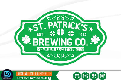 St. patrick's est.1982 brewing co. premium lucky spirits SVG SVG DESIGNISTIC 