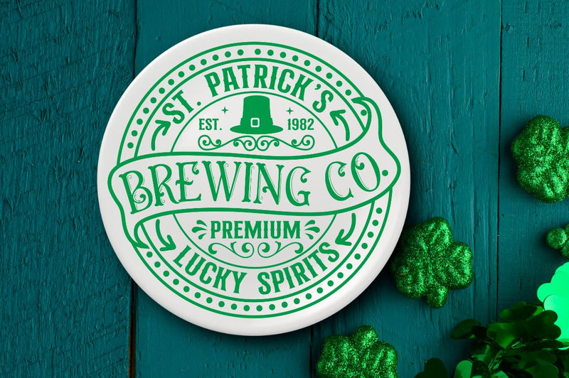 St. patrick's est.1982 brewing co. premium lucky spirits SVG SVG DESIGNISTIC 