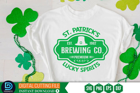 St. patrick's est.1982 brewing co. premium lucky spirits SVG SVG DESIGNISTIC 