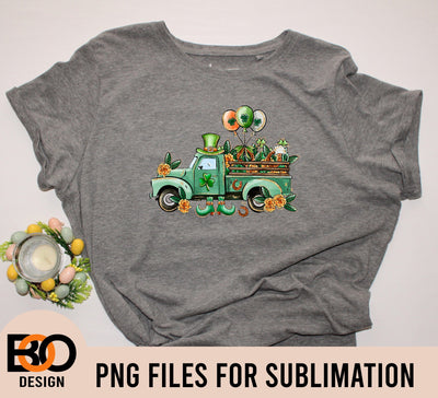 St. Patrick's Farm Truck png sublimation design, St. Patrick's Day Truck Png, western lucky truck png, sublimate designs download Sublimation BOO-design 