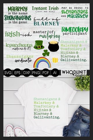 St Patrick's Funny Quotes SVG Bundle | Shenanigans cut files SVG Whodunit Designs 