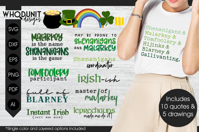 St Patrick's Funny Quotes SVG Bundle | Shenanigans cut files SVG Whodunit Designs 