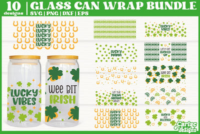 St. Patricks Glass Can Wrap SVG Bundle | 16oz Glass Can Wrap SVG Carla C Designs 