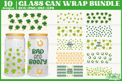 St. Patricks Glass Can Wrap SVG Bundle | 16oz Glass Can Wrap SVG Carla C Designs 