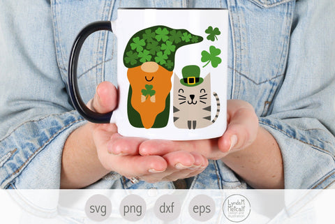 St Patricks Gnome svg, Irish Gnome and Cat svg for St Patricks SVG Lynda M Metcalf 