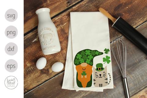 St Patricks Gnome svg, Irish Gnome and Cat svg for St Patricks SVG Lynda M Metcalf 