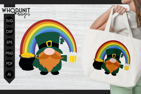 St Patrick's Gnome SVG | Pot of gold | Rainbow cut file SVG Whodunit Designs 