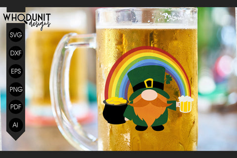 St Patrick's Gnome SVG | Pot of gold | Rainbow cut file SVG Whodunit Designs 