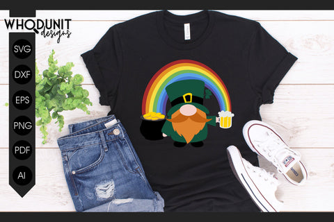 St Patrick's Gnome SVG | Pot of gold | Rainbow cut file SVG Whodunit Designs 