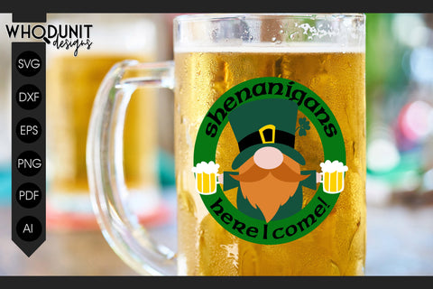 St Patrick's Gnome SVG | Shenanigans cut file | St Paddy SVG Whodunit Designs 