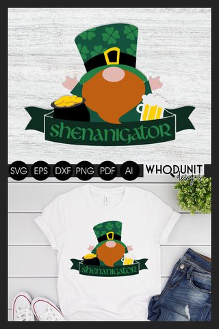 St Patrick's Gnome SVG | Shenanigans cut file | St Paddy SVG Whodunit Designs 