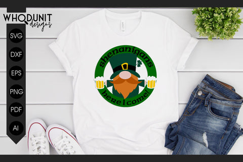 St Patrick's Gnome SVG | Shenanigans cut file | St Paddy SVG Whodunit Designs 