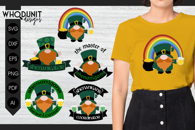 St Patrick's Gnomes SVG Bundle | Shenanigans cuf files SVG Whodunit Designs 