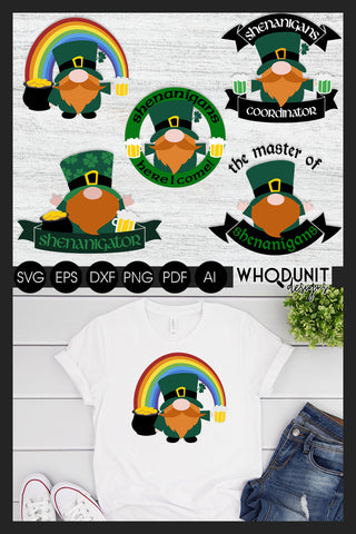 St Patrick's Gnomes SVG Bundle | Shenanigans cuf files SVG Whodunit Designs 