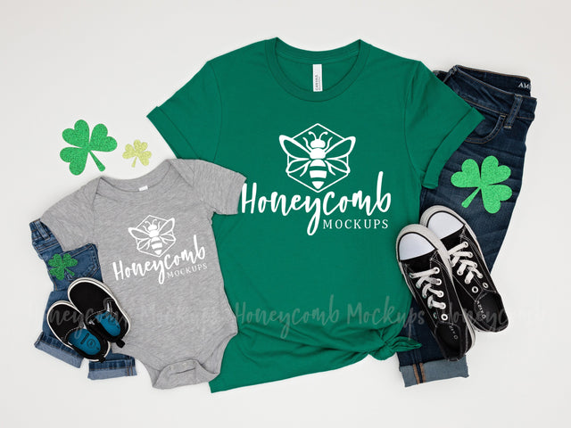 St Patrick's Mommy and Me Mockup, Mom and Baby Mockup Mock Up Photo Honeycomb Mockups 