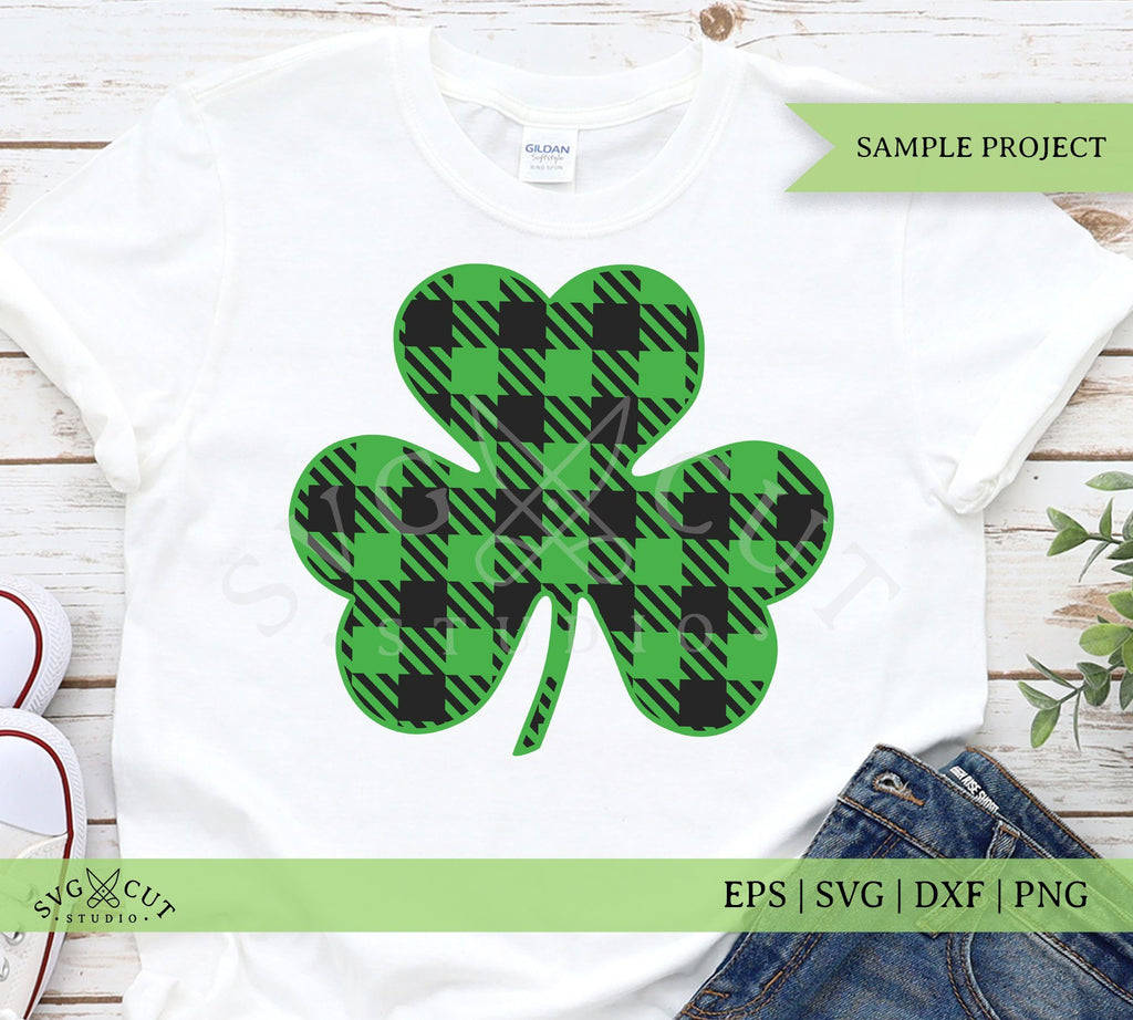 Plaid Leopard Print Clover SVG Cut Files - So Fontsy