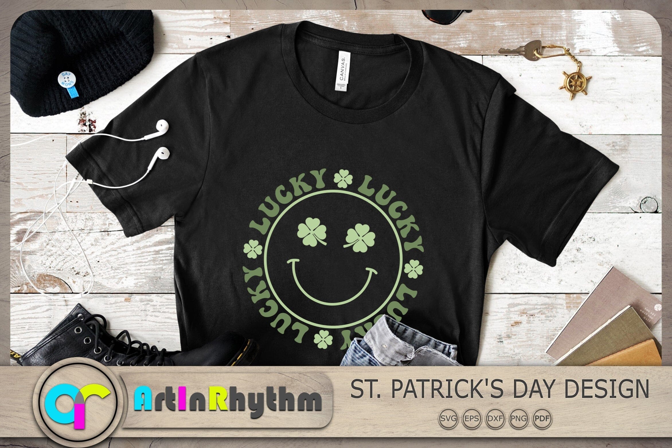 Shamrock Smiley Face SVG, Shamrock SVG, St Patrick's Day SVG, Lucky Clover  SVG, PNG, DXF, EPS, Cut Files For Cricut And Silhouette